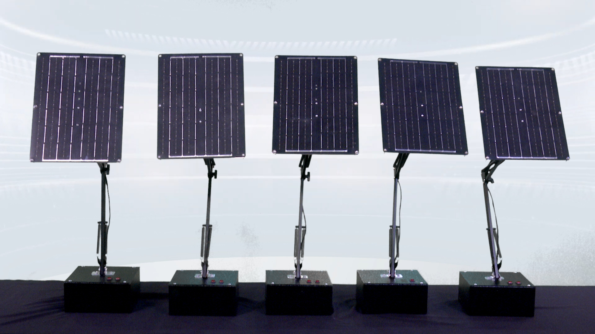 Solar lamps lined up